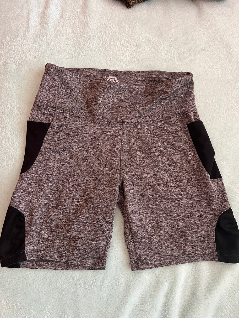 Women’s Heather Gray Bike Shorts with Black Panels